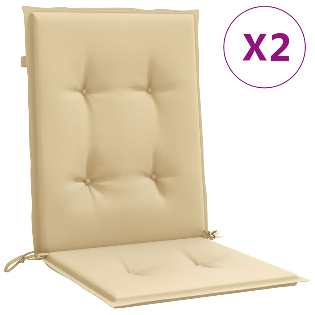 vidaXL Cojines silla respaldo bajo 2 ud tela beige melange 100x50x4 cm