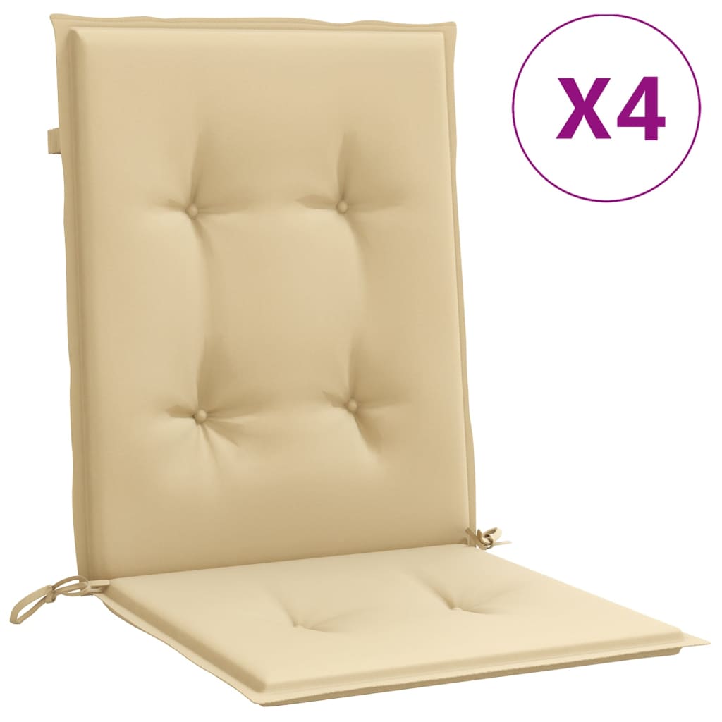 vidaXL Cojines silla respaldo bajo 4 ud tela beige melange 100x50x4 cm