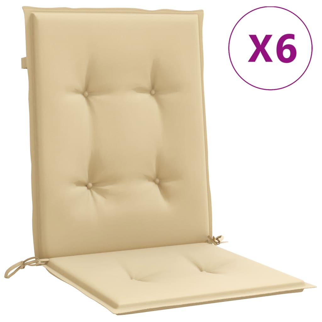 vidaXL Cojines silla respaldo bajo 6 ud tela beige melange 100x50x4 cm