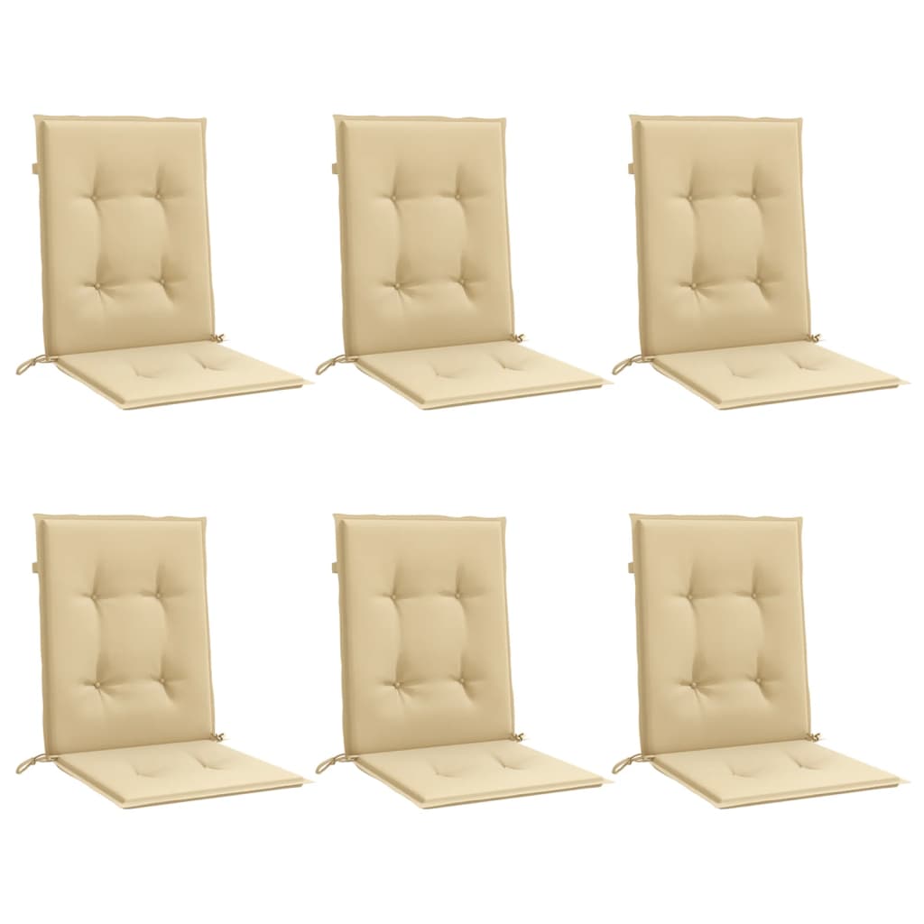 vidaXL Cojines silla respaldo bajo 6 ud tela beige melange 100x50x4 cm