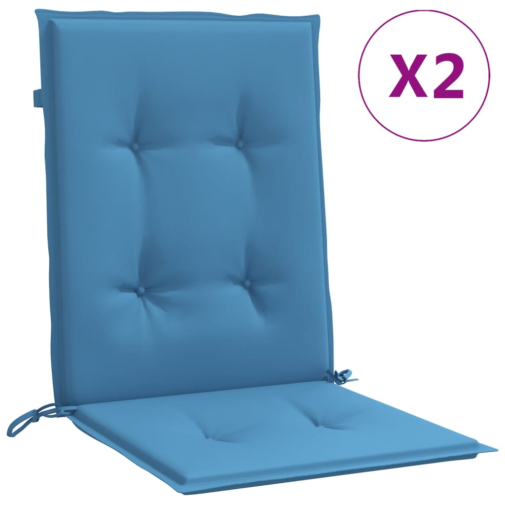 vidaXL Cojines silla respaldo bajo 2 ud tela azul melange 100x50x4 cm