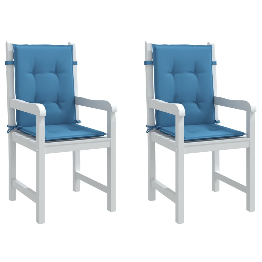 vidaXL Cojines silla respaldo bajo 2 ud tela azul melange 100x50x4 cm