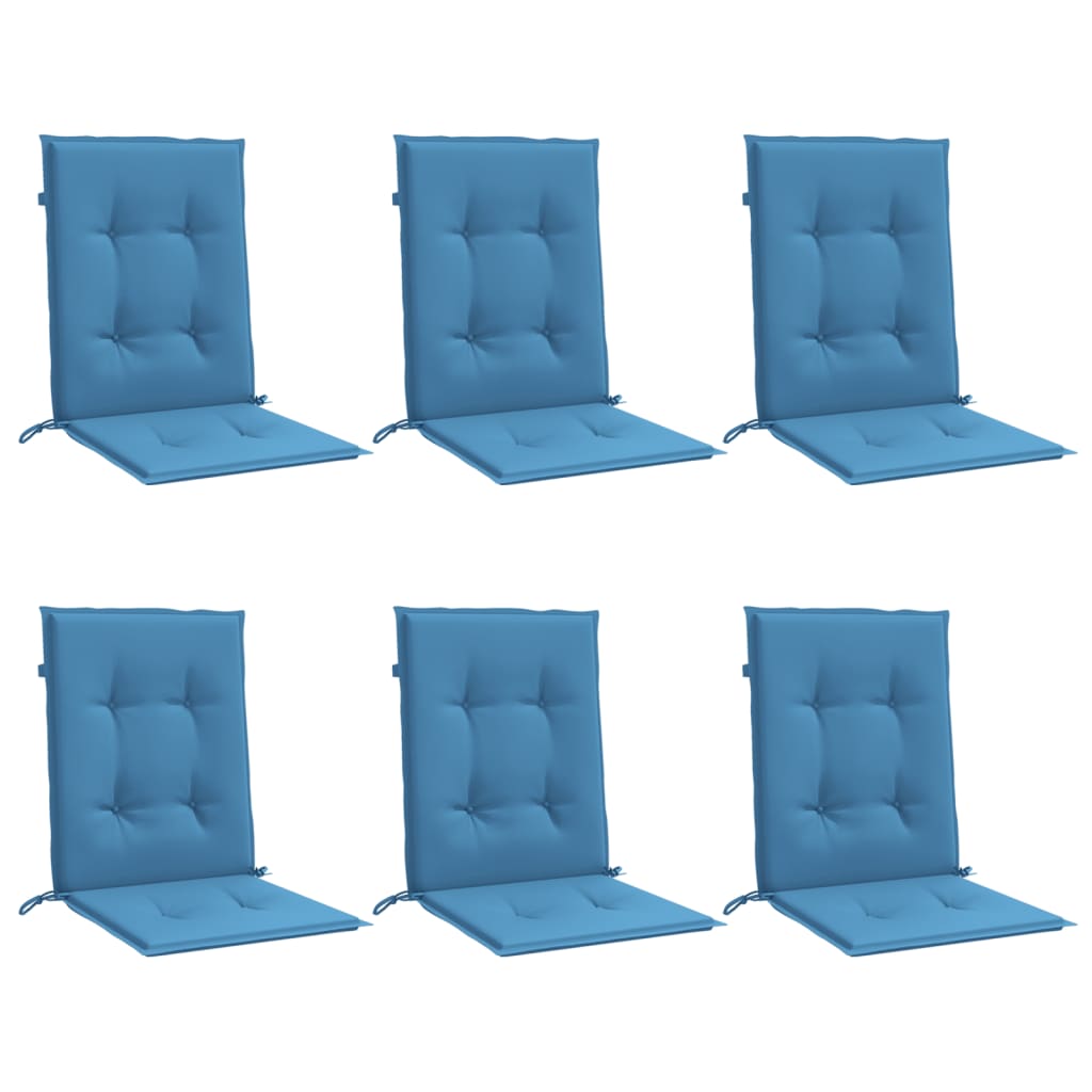 vidaXL Cojines silla respaldo bajo 6 ud tela azul melange 100x50x4 cm