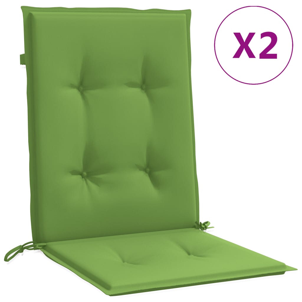 vidaXL Cojines silla respaldo bajo 2 ud tela verde melange 100x50x4 cm