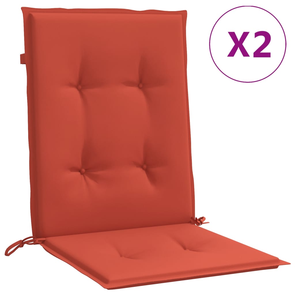 vidaXL Cojines silla respaldo bajo 2 ud tela rojo melange 100x50x4 cm