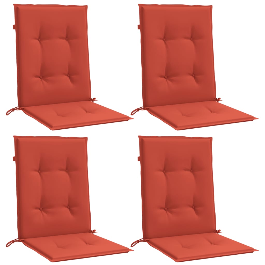 vidaXL Cojines silla respaldo bajo 4 ud tela rojo melange 100x50x4 cm