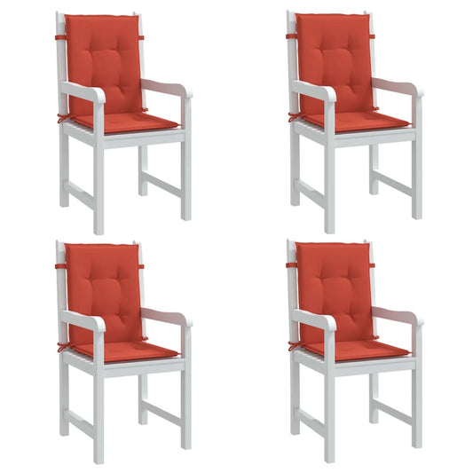 vidaXL Cojines silla respaldo bajo 4 ud tela rojo melange 100x50x4 cm