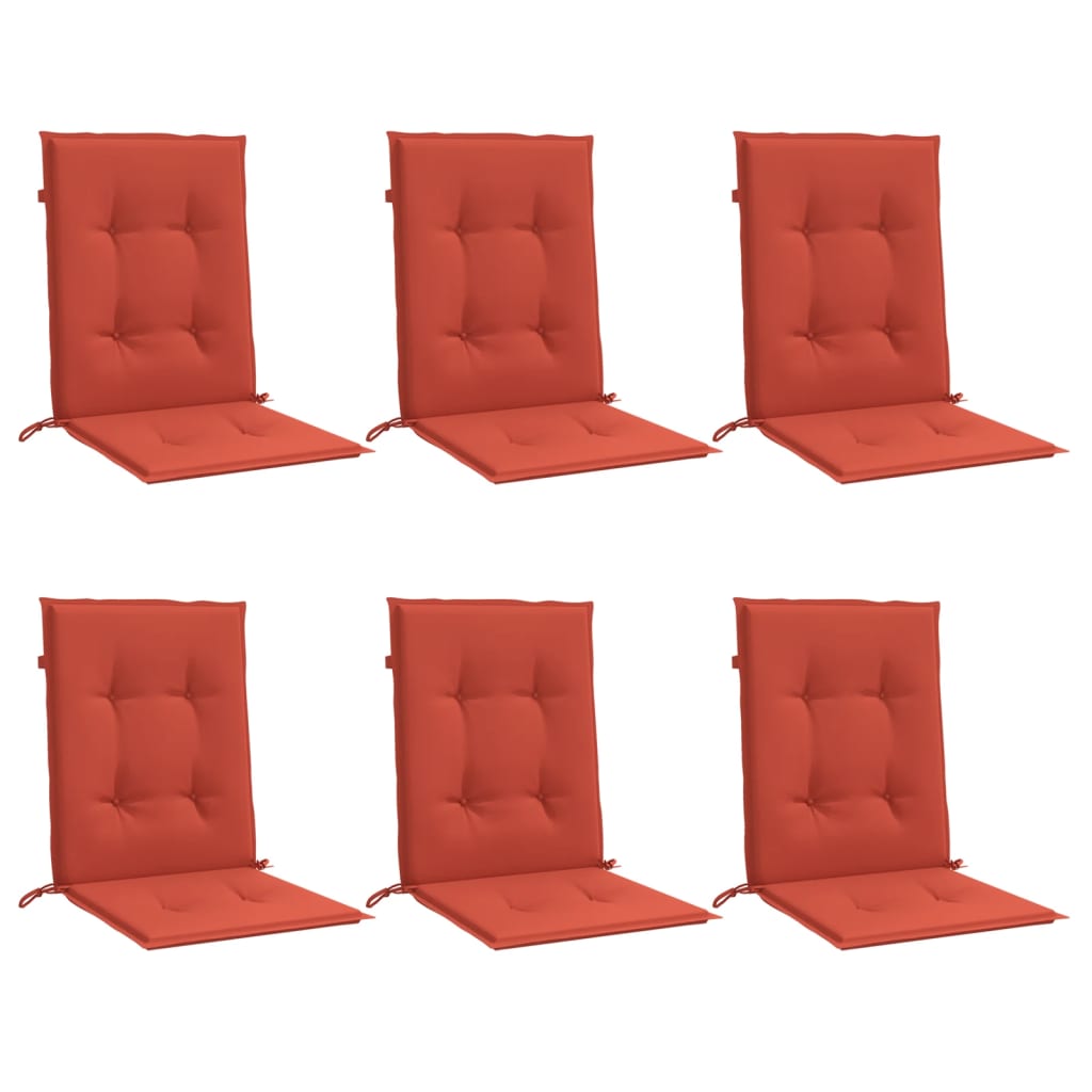 vidaXL Cojines silla respaldo bajo 6 ud tela rojo melange 100x50x4 cm