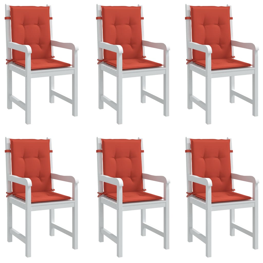 vidaXL Cojines silla respaldo bajo 6 ud tela rojo melange 100x50x4 cm