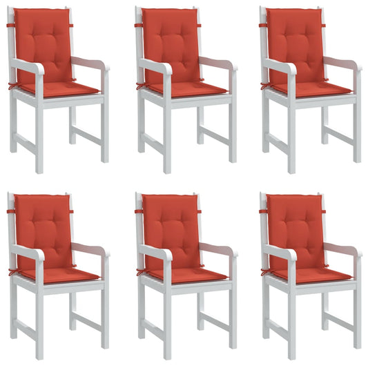 vidaXL Cojines silla respaldo bajo 6 ud tela rojo melange 100x50x4 cm