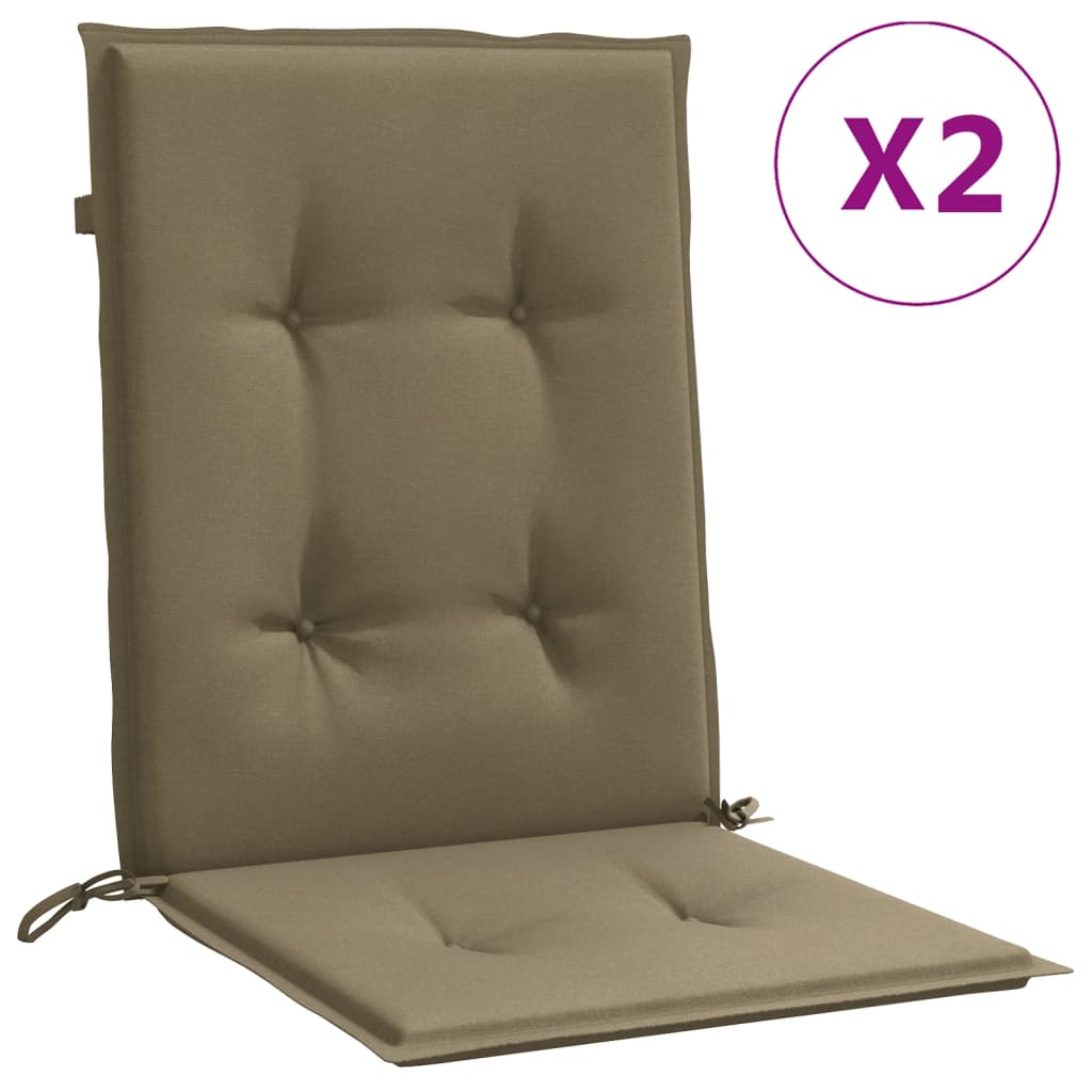 vidaXL Cojines silla respaldo bajo 2 ud tela taupe melange 100x50x4 cm