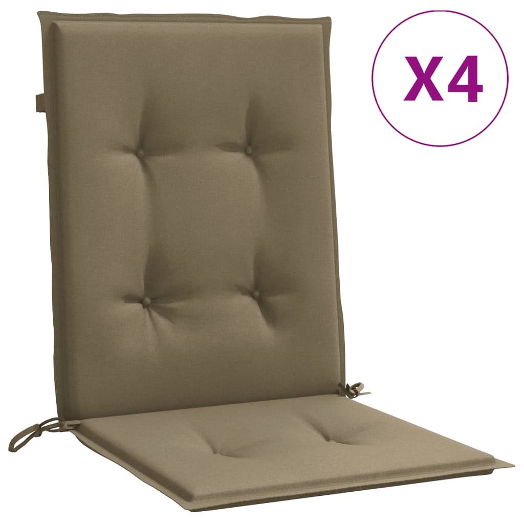 vidaXL Cojines silla respaldo bajo 4 ud tela taupe melange 100x50x4 cm