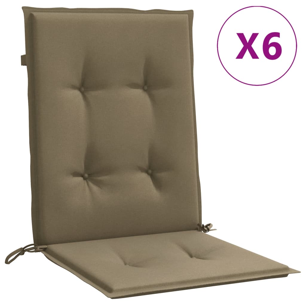 vidaXL Cojines silla respaldo bajo 6 ud tela taupe melange 100x50x4 cm