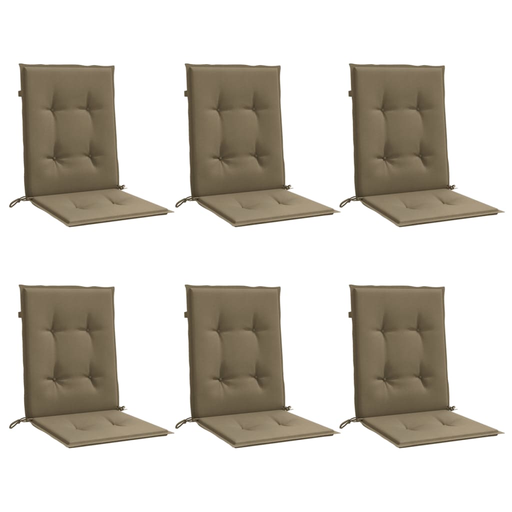 vidaXL Cojines silla respaldo bajo 6 ud tela taupe melange 100x50x4 cm