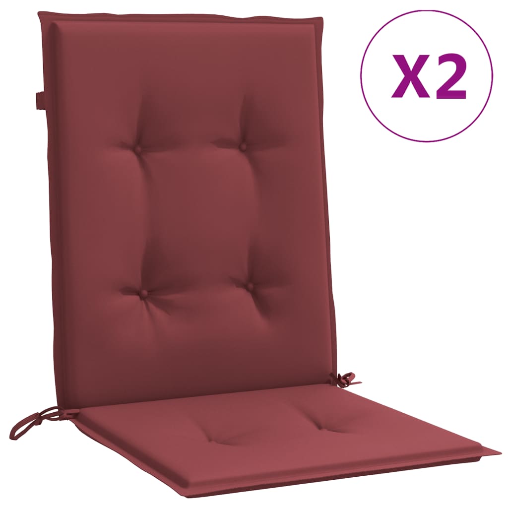 vidaXL Cojines para silla respaldo bajo 2 ud tela rojo tinto melange