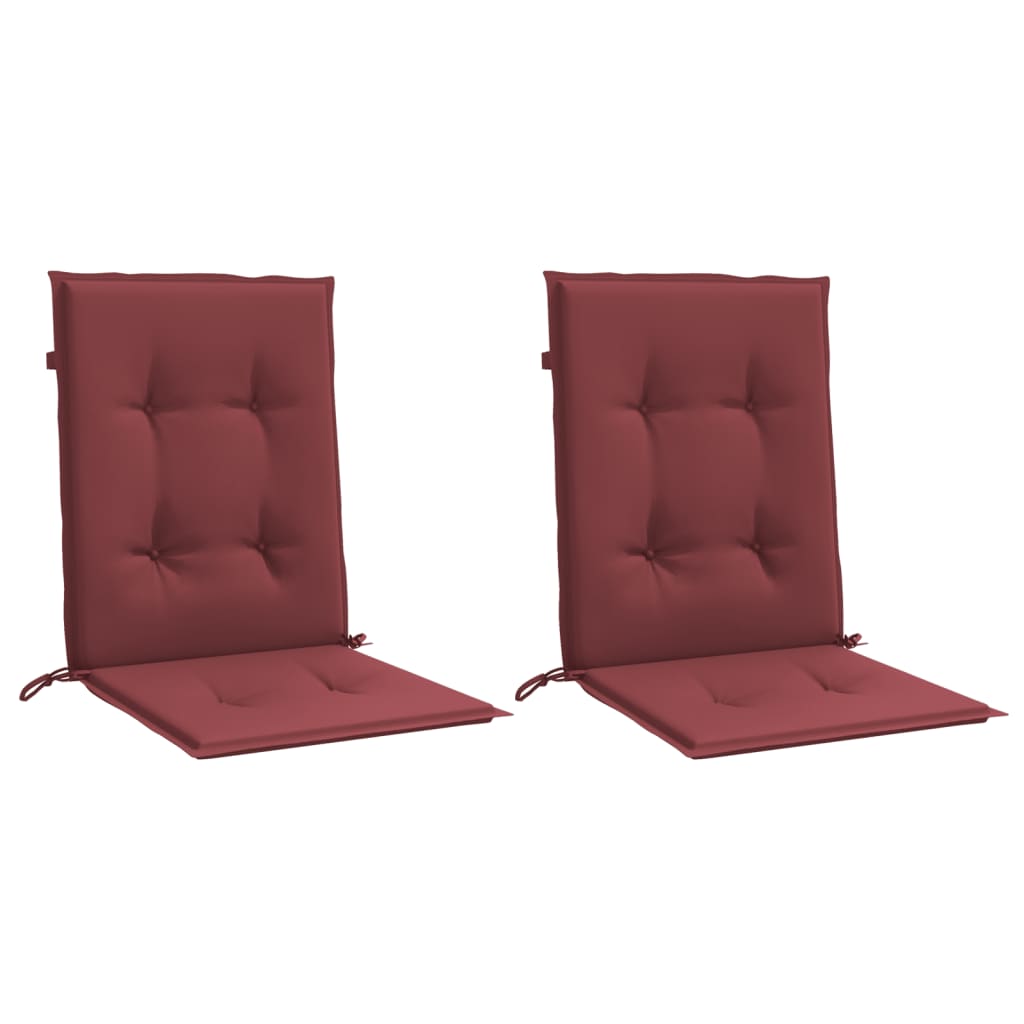 vidaXL Cojines para silla respaldo bajo 2 ud tela rojo tinto melange