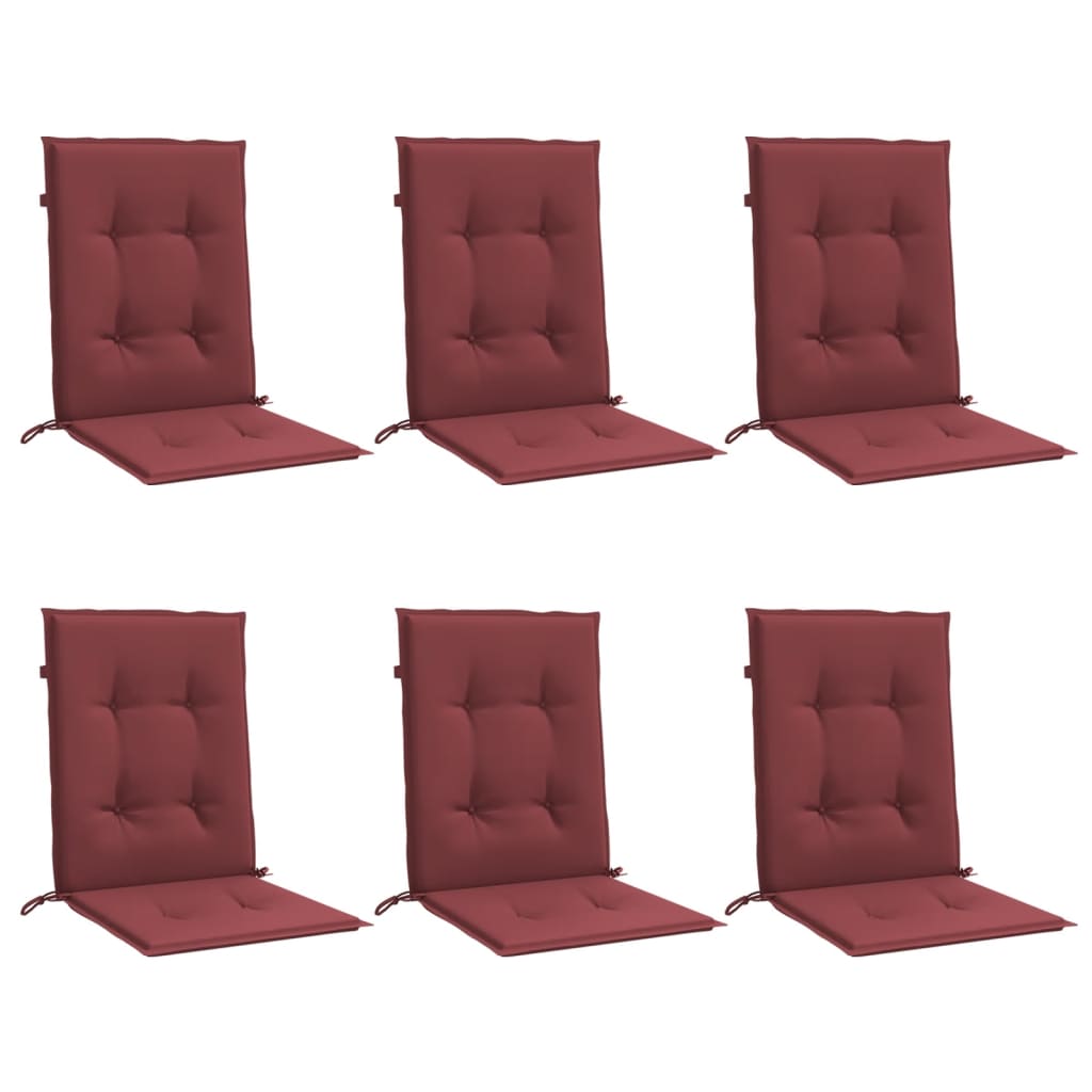 vidaXL Cojines para silla respaldo bajo 6 ud tela rojo tinto melange