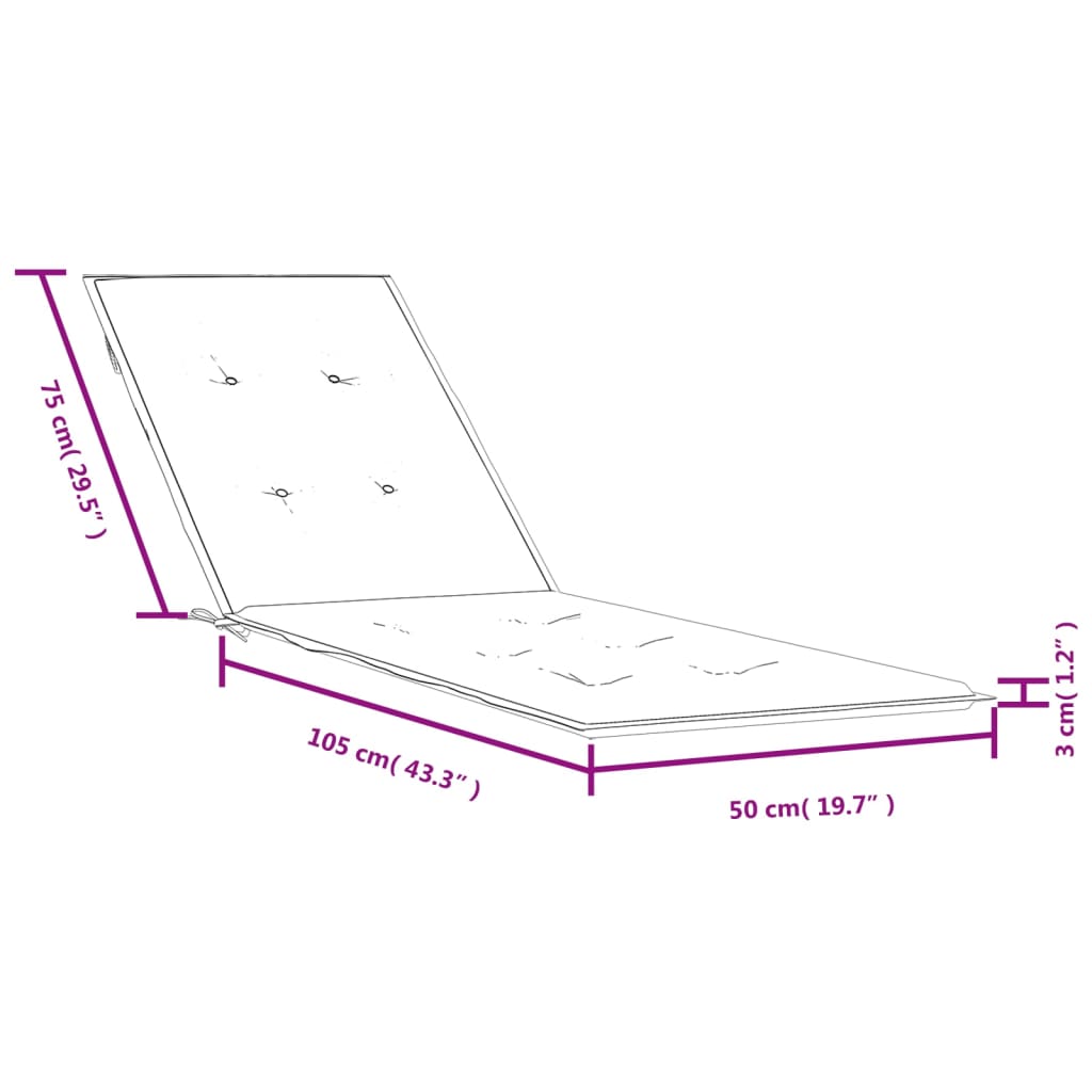 vidaXL Cojín para tumbona tela crema melange (75+105)x50x3 cm