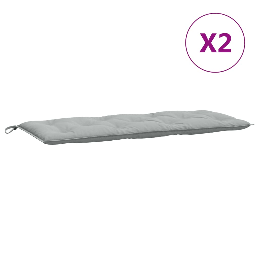 vidaXL Cojines banco jardín 2 uds tela gris claro melange 120x50x7 cm