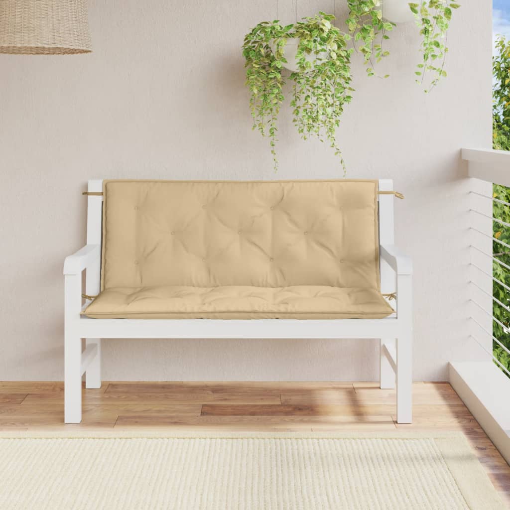 vidaXL Cojines para banco jardín 2 uds tela beige melange 120x50x7 cm