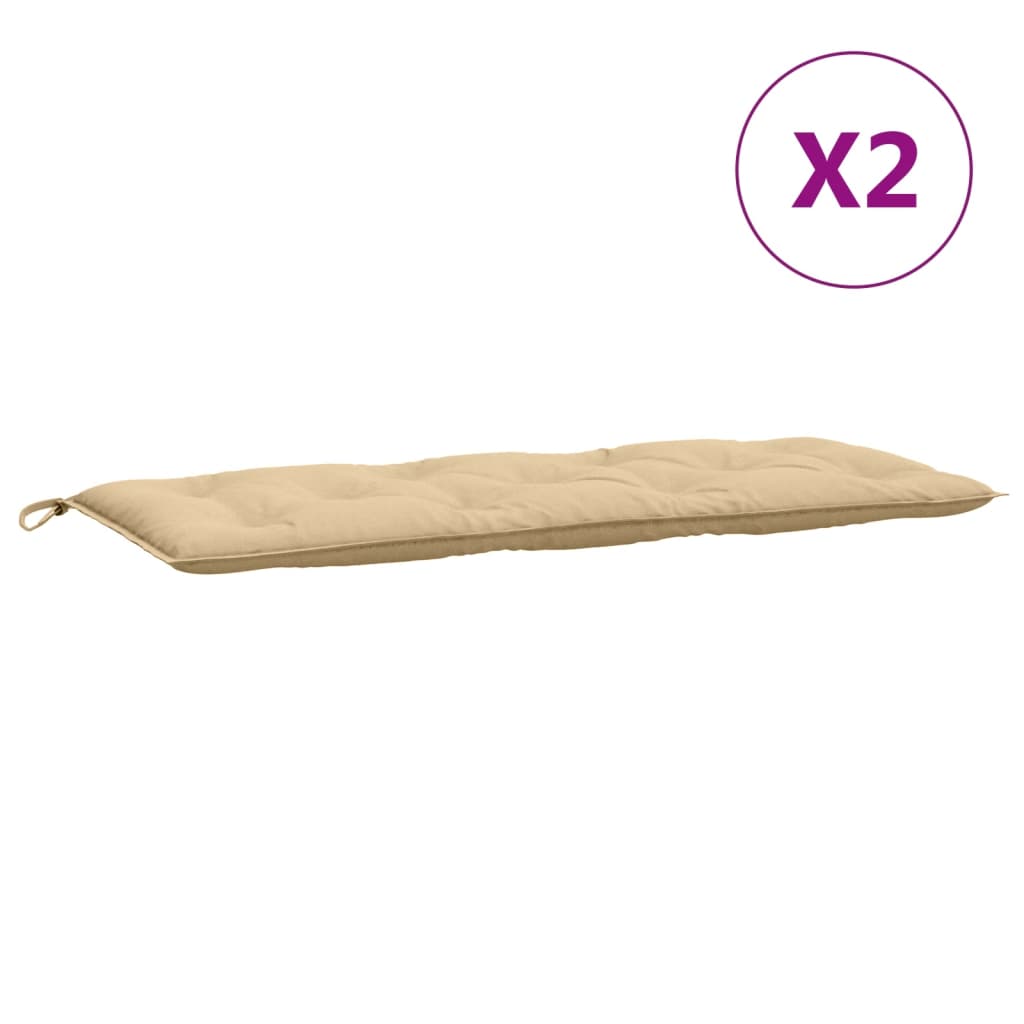 vidaXL Cojines para banco jardín 2 uds tela beige melange 120x50x7 cm