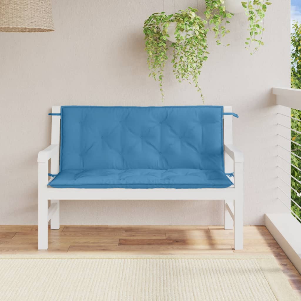 vidaXL Cojines para banco jardín 2 uds tela azul melange 120x50x7 cm