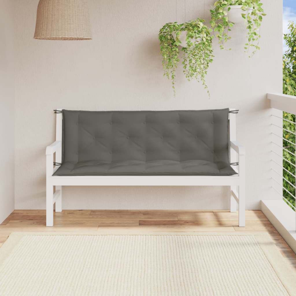 vidaXL Cojines banco jardín 2 uds tela gris oscuro melange 150x50x7 cm