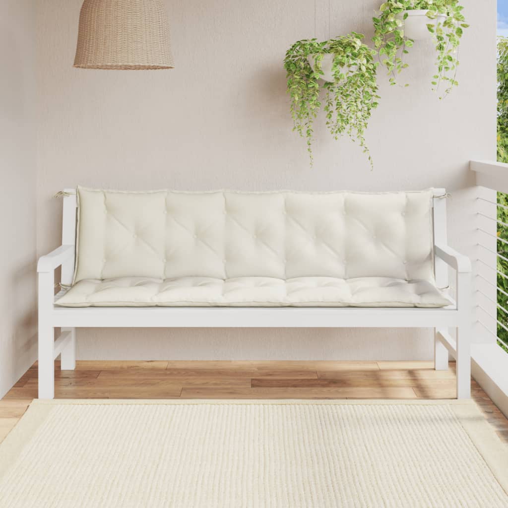 vidaXL Cojines para banco jardín 2 uds tela crema melange 180x50x7 cm