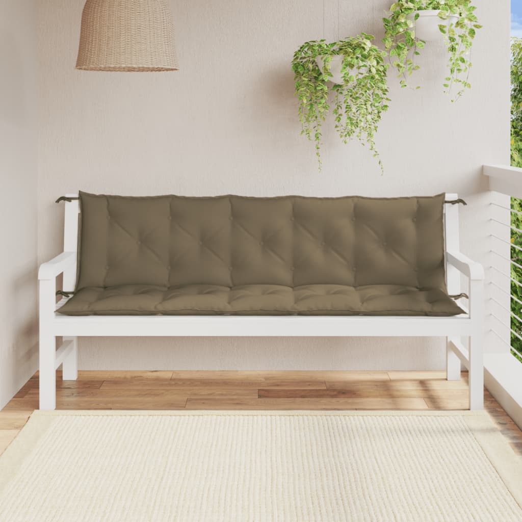 vidaXL Cojines banco jardín 2 uds tela gris taupe melange 180x50x7 cm