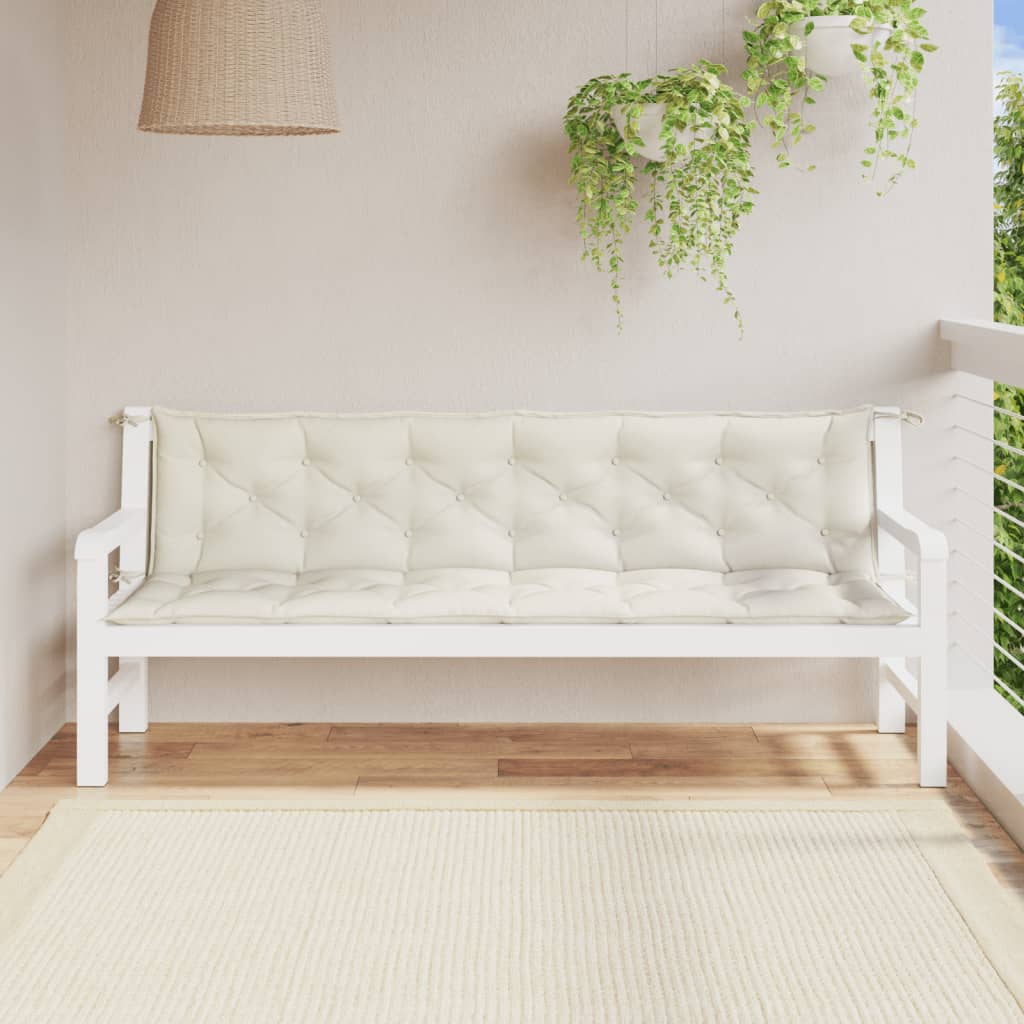 vidaXL Cojines para banco jardín 2 uds tela crema melange 200x50x7 cm