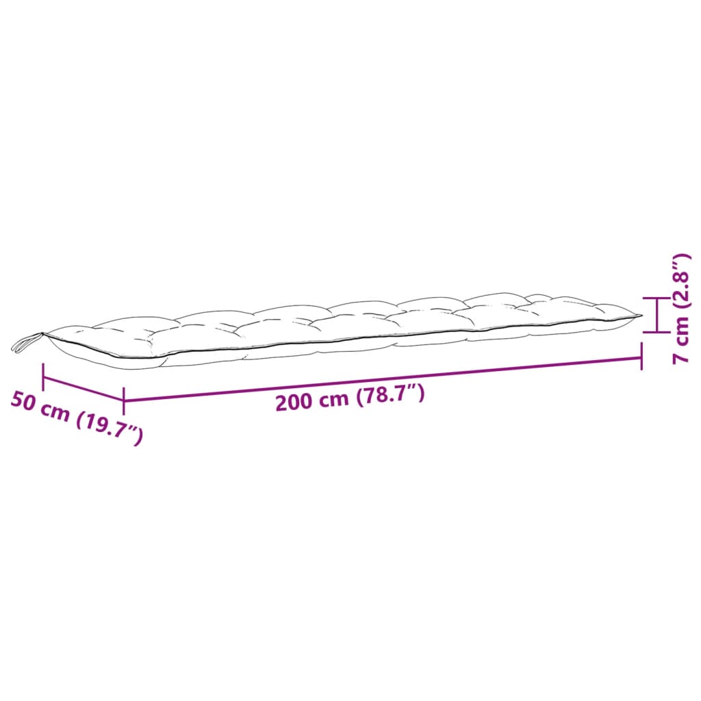 vidaXL Cojines para banco jardín 2 uds tela crema melange 200x50x7 cm