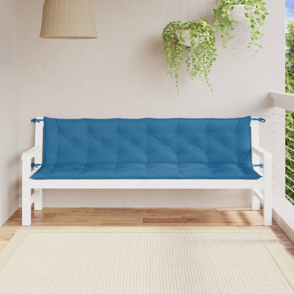 vidaXL Cojines para banco jardín 2 uds tela azul melange 200x50x7 cm