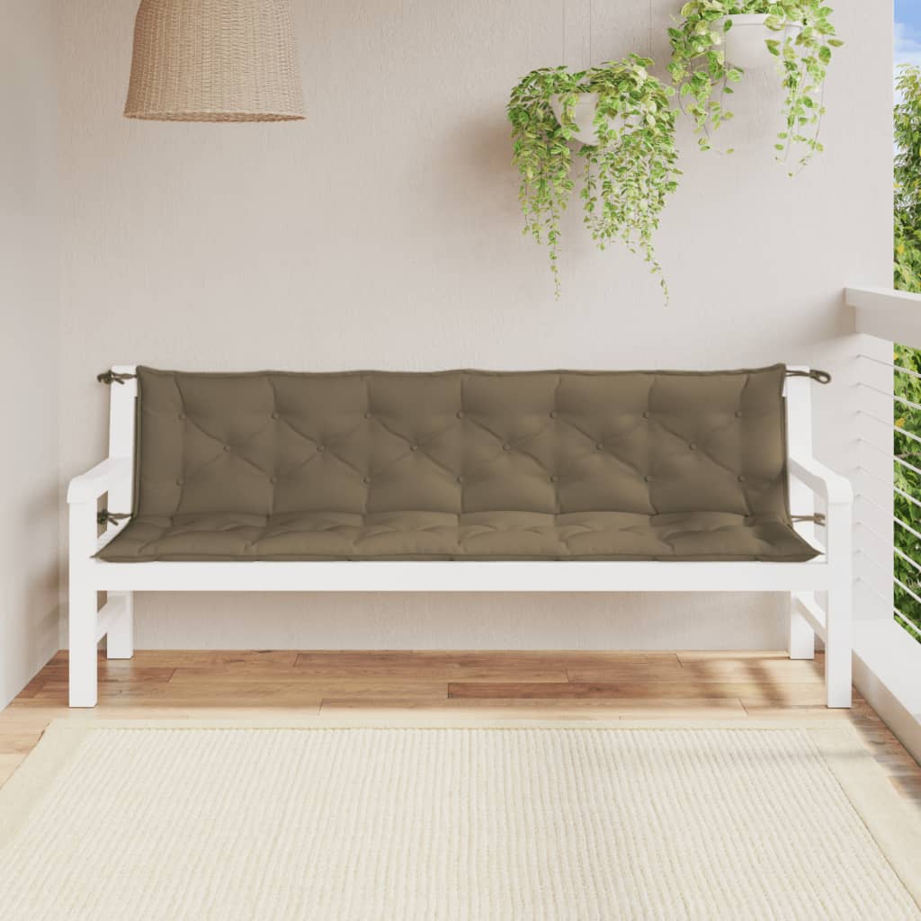 vidaXL Cojines banco jardín 2 uds tela gris taupe melange 200x50x7 cm