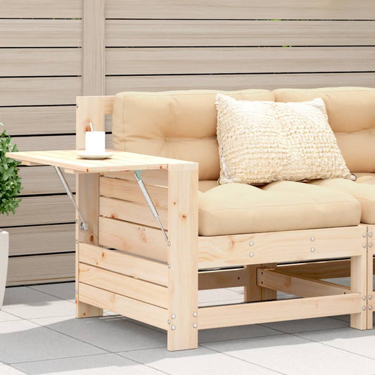 vidaXL Sofá de jardín con reposabrazo mesa auxiliar madera maciza pino