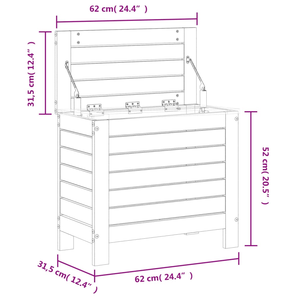 vidaXL Taburete de jardín madera maciza de pino 62x31,5x52 cm