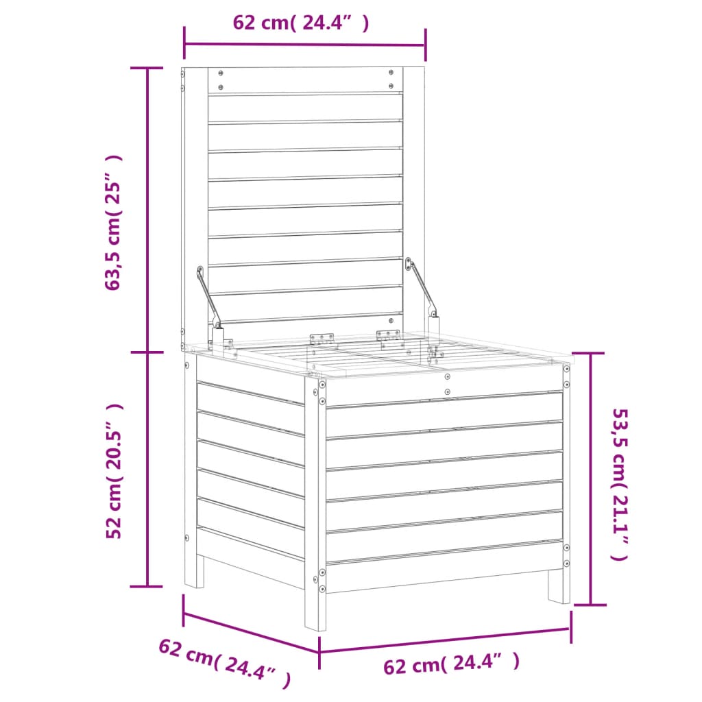 vidaXL Taburete de jardín madera de pino impregnada 62x63,5x53,5 cm