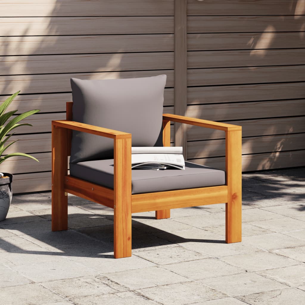 vidaXL Sillón de jardín con cojines madera maciza de acacia