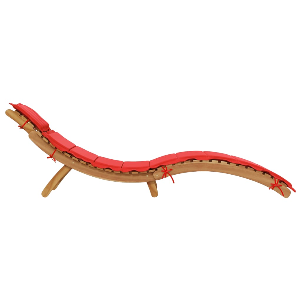 vidaXL Tumbona con cojín rojo madera maciza de acacia