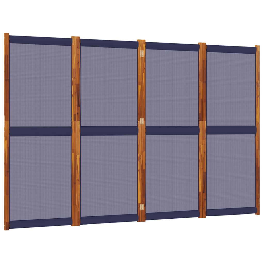 vidaXL Biombo divisor de 4 paneles azul oscuro 280x180 cm