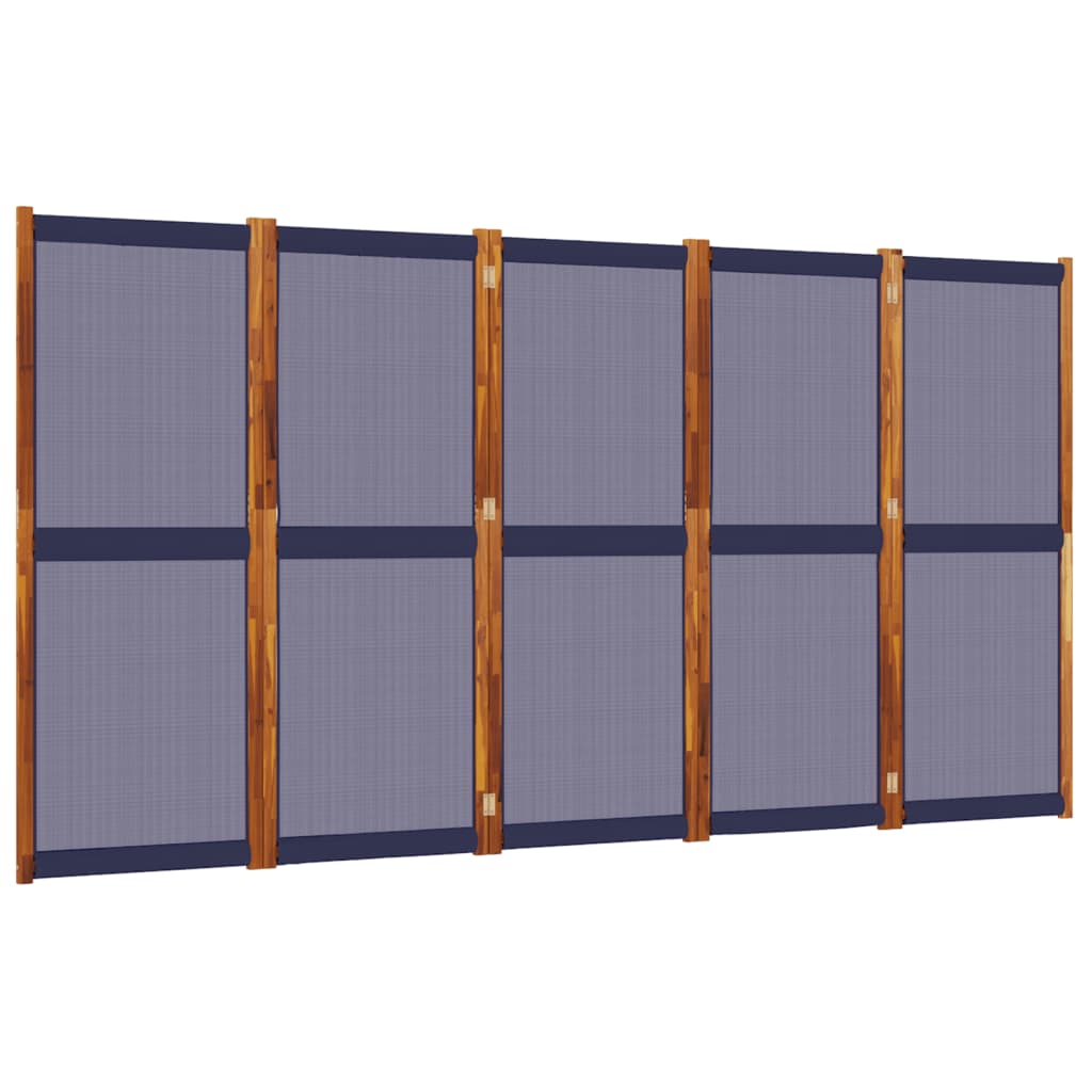 vidaXL Biombo divisor de 5 paneles azul oscuro 350x180 cm