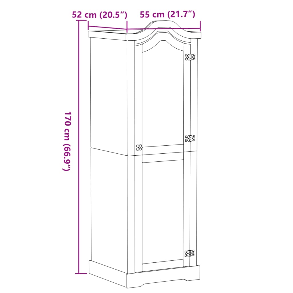 vidaXL Armario Corona madera maciza de pino 55x52x170 cm