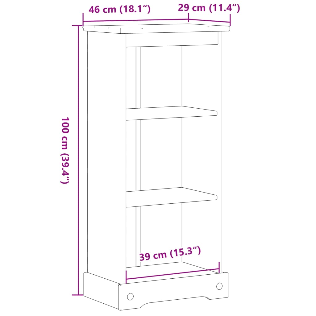 vidaXL Estantería Corona madera maciza de pino 46x29x100 cm