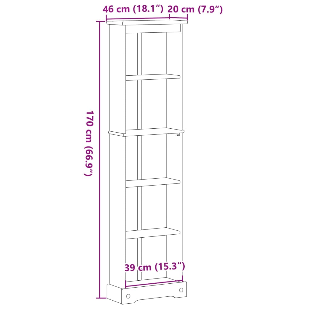 vidaXL Estantería Corona madera maciza de pino 46x20x170 cm