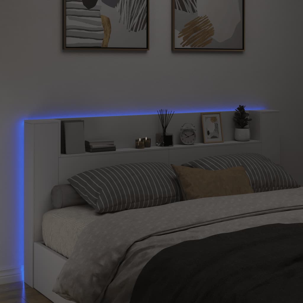 vidaXL Cabecero de cama con LED blanco 200x16,5x103,5 cm