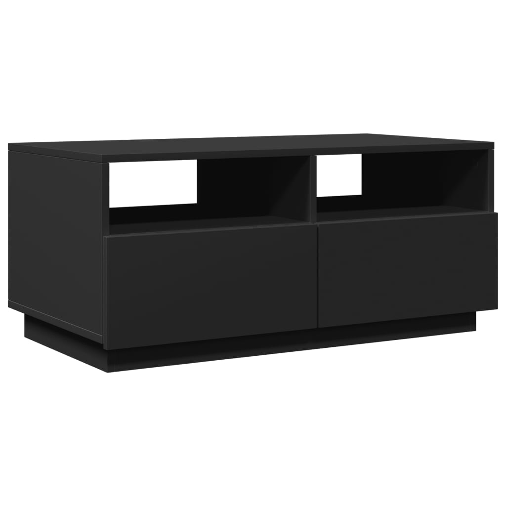 vidaXL Mesa de centro con luces LED negro 90x49x40 cm