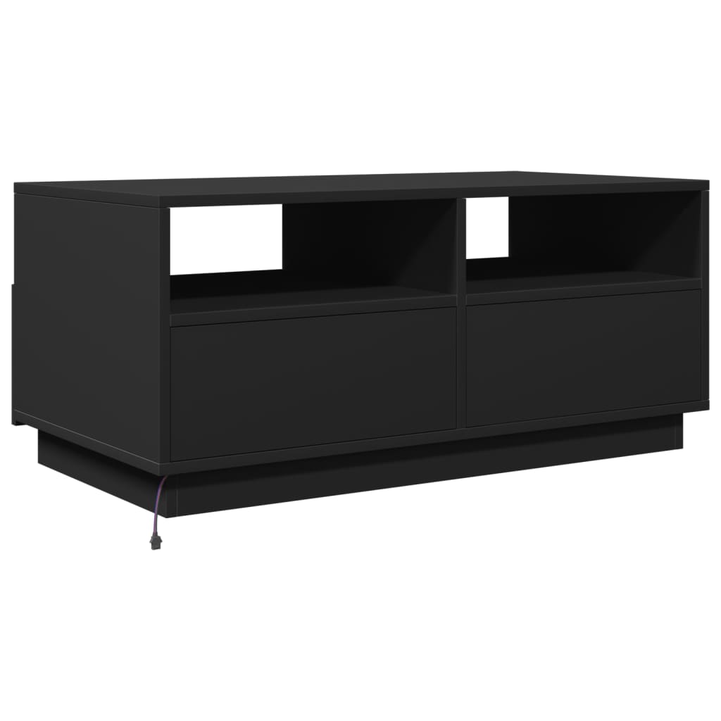 vidaXL Mesa de centro con luces LED negro 90x49x40 cm