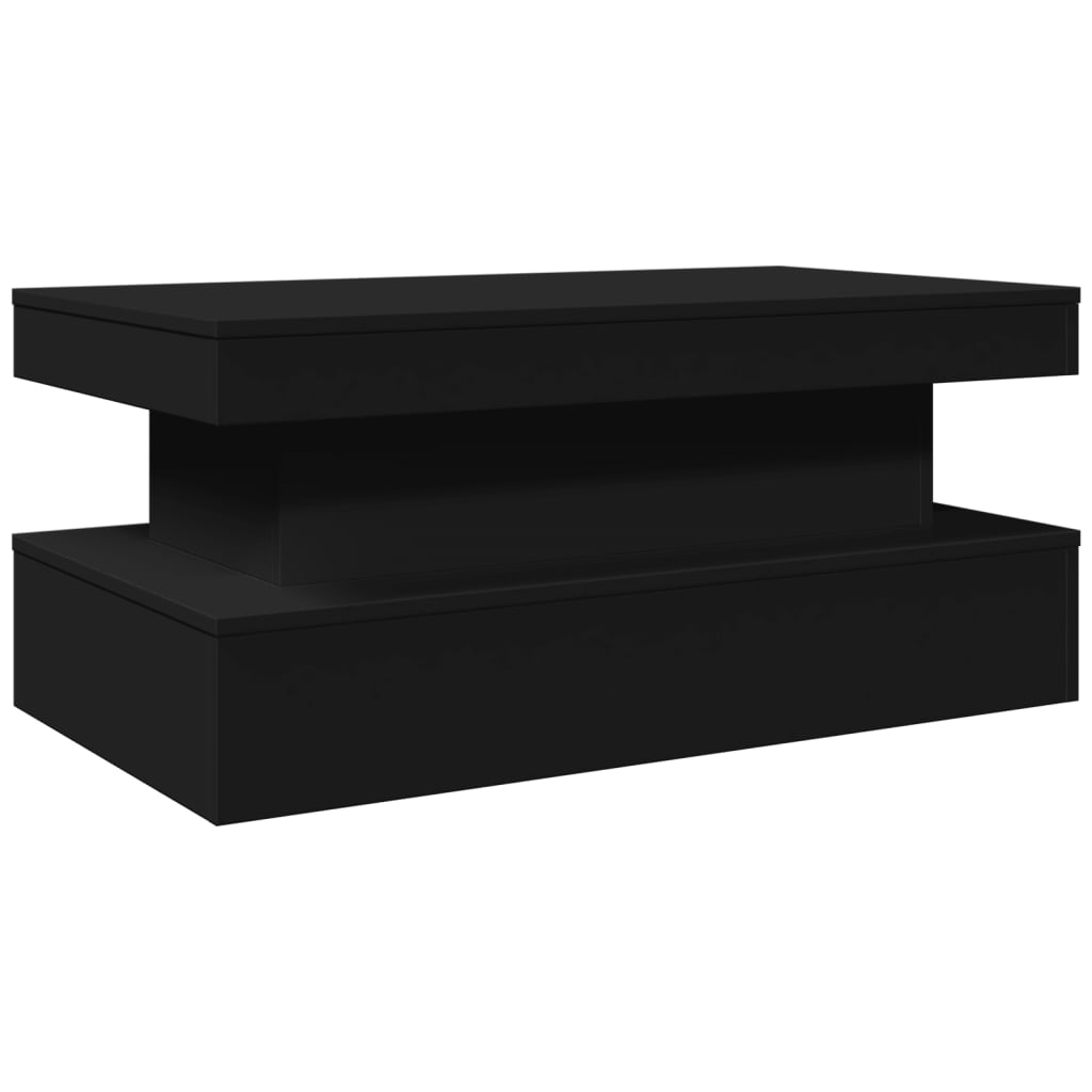 vidaXL Mesa de centro con luces LED negro 90x50x40 cm