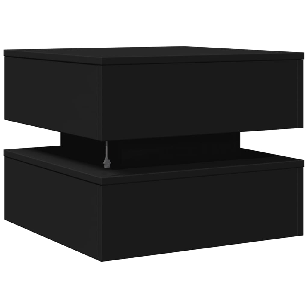 vidaXL Mesa de centro con luces LED negro 50x50x40 cm