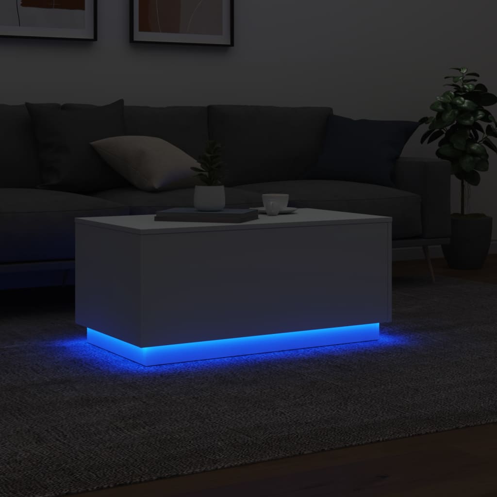 vidaXL Mesa de centro con luces LED blanco 90x50x40 cm