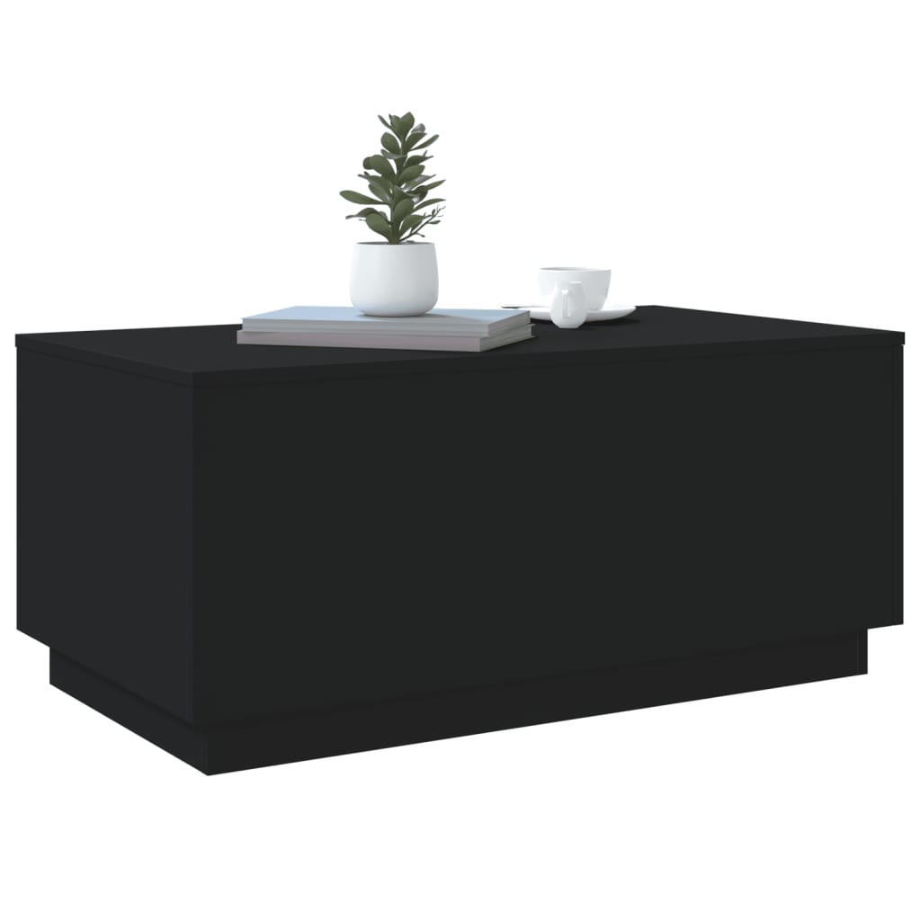 vidaXL Mesa de centro con luces LED negro 90x50x40 cm